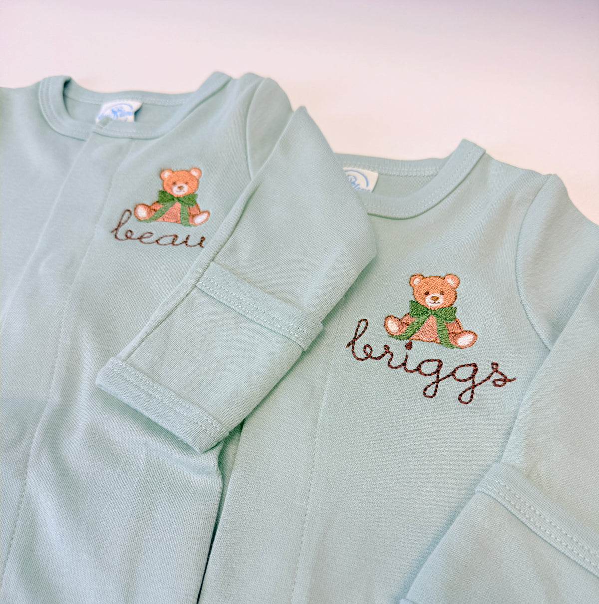 Personalized Teddy Bear Magnetic Baby Footie Set