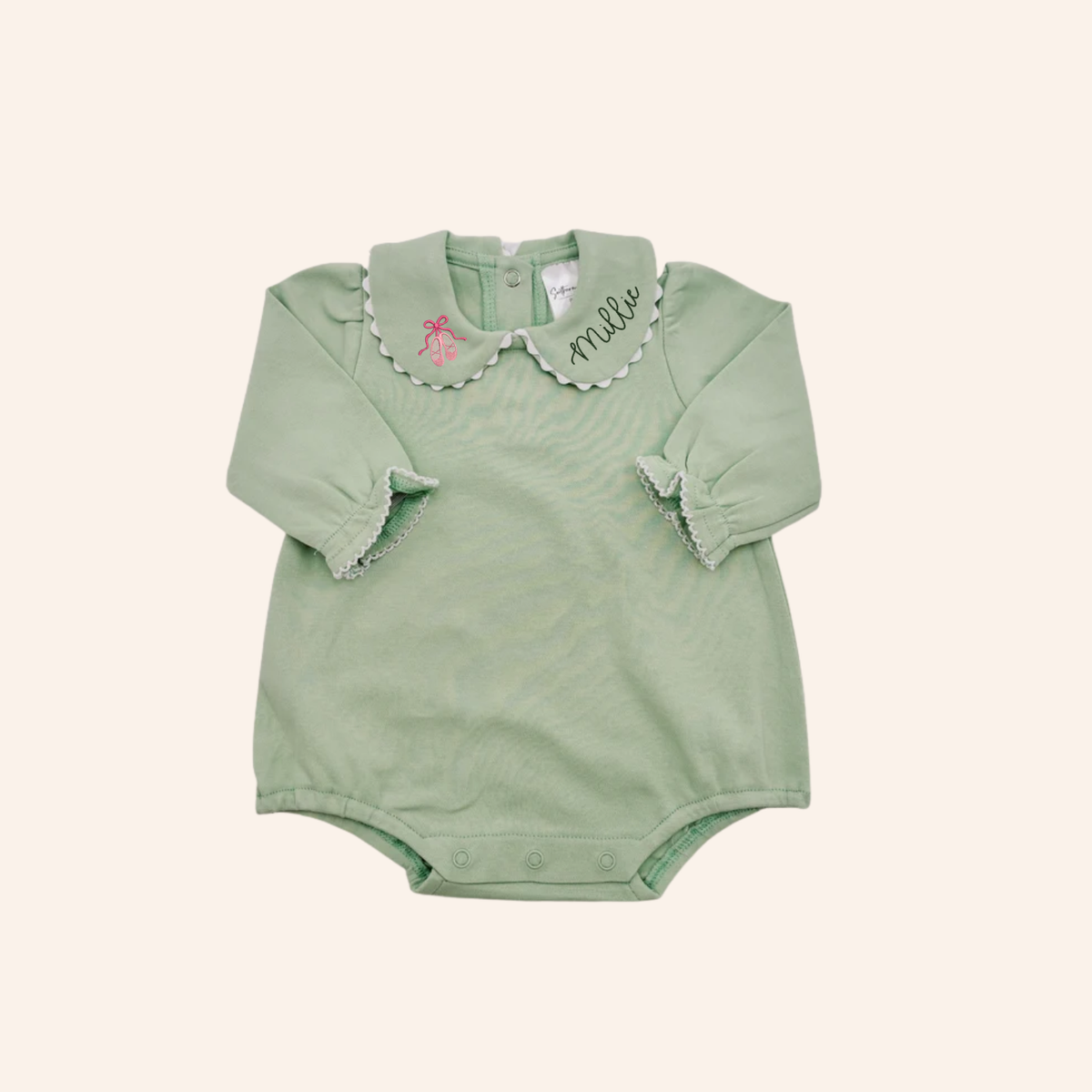 Personalized Long Sleeve Scalloped Baby Bubble