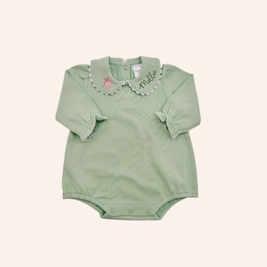 Personalized Long Sleeve Scalloped Baby Bubble