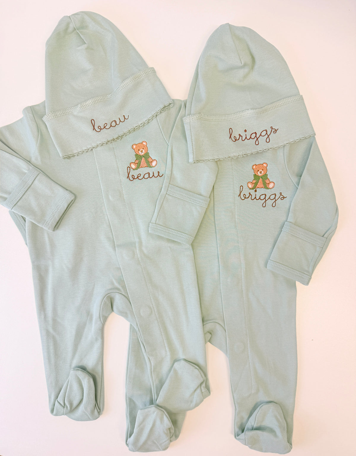 Personalized Teddy Bear Magnetic Baby Footie Set