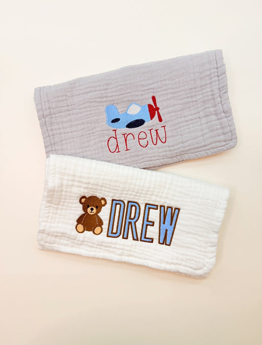 Personalized Name Muslin Burp Cloths