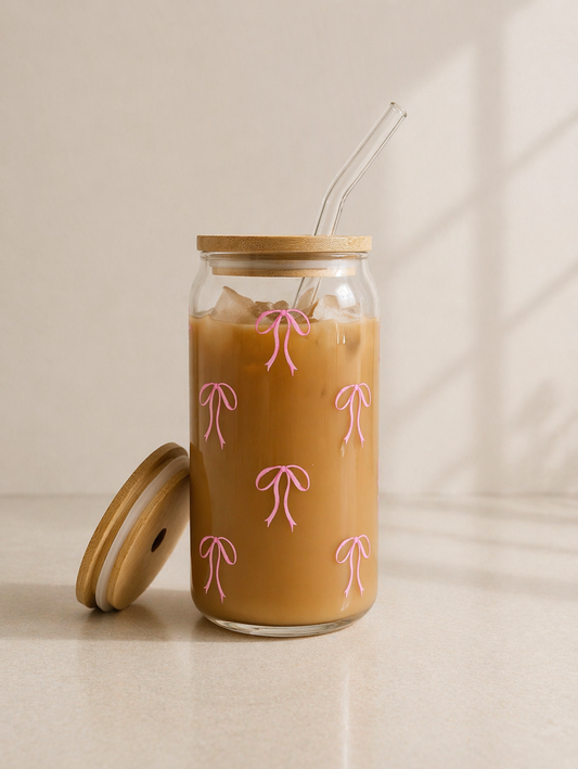 Mini Bows Glass Iced Coffee Cup