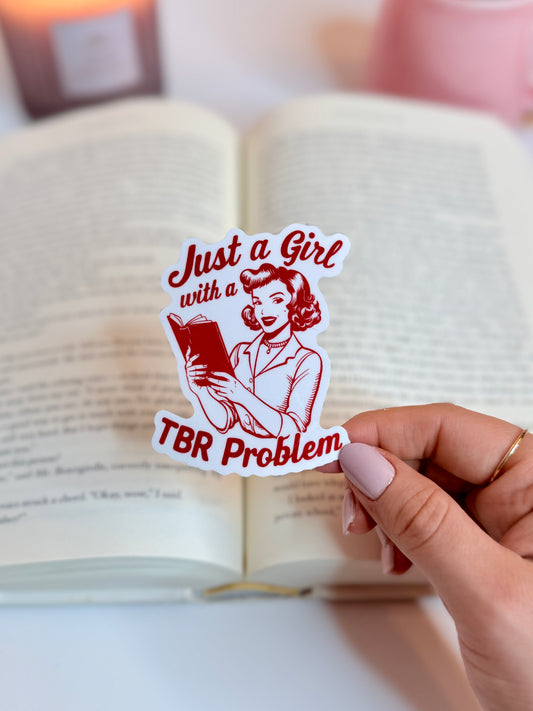 Just a Girl with a TBR Problem Retro Sticker