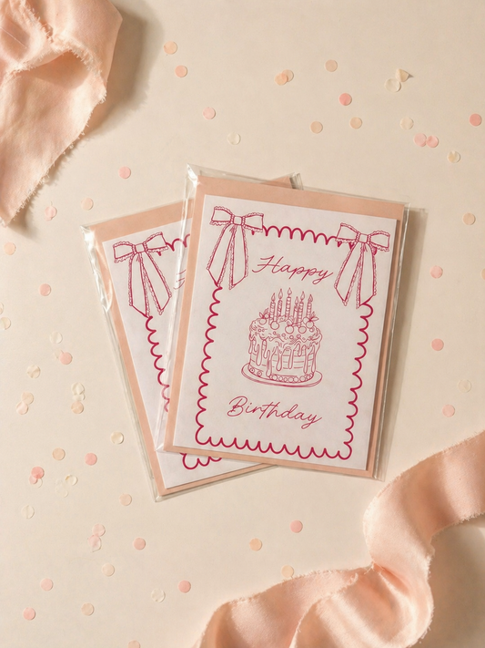 pink and peach greeting card on minimalist background