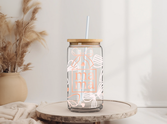 Mama Pink Bows Iced Coffee Cup