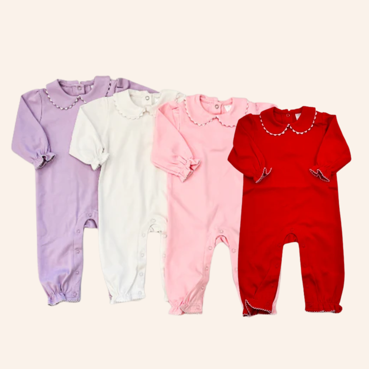 Personalized Scalloped Collar Baby Romper