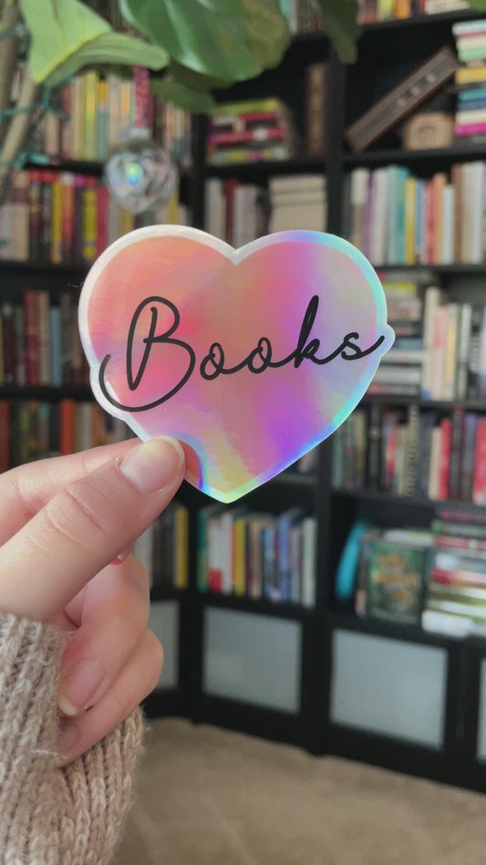 Books Heart Holographic Sticker